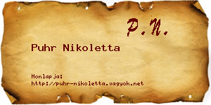 Puhr Nikoletta névjegykártya